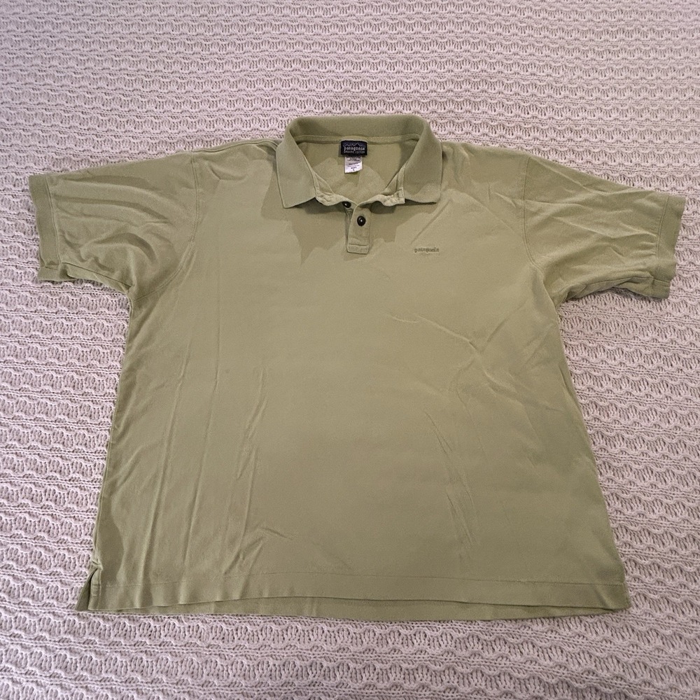 Patagonia Men's Organic Cotton Polo Light Green Men's Large Short Length